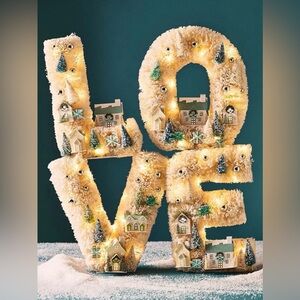 Anthropologie Festive Sisal Light-Up Diorama - LOVE  NIB